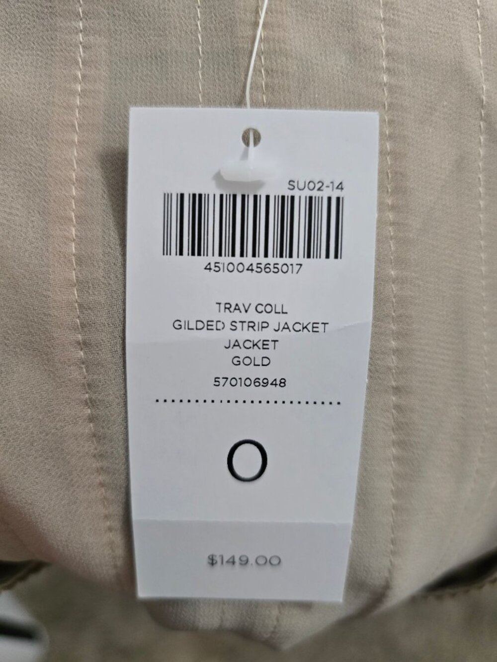 NWT Chicos Travelers Collection Size 0 Gold Gilded Stripe Jacket Open-Front - Picture 3 of 10